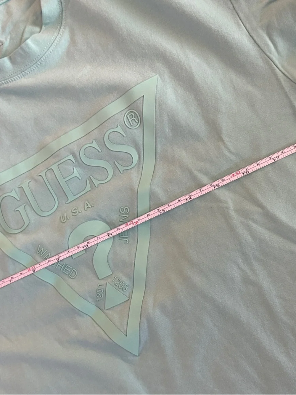 GUESS Men's Mint Green Logo Short Sleeve T-Shirt - Picture 5 of 7